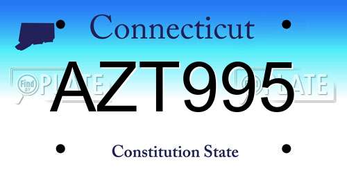 AZT995 Connecticut License Plate