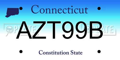 AZT99B Connecticut License Plate