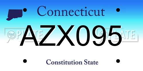AZX095 Connecticut License Plate