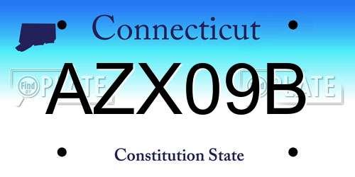 AZX09B Connecticut License Plate