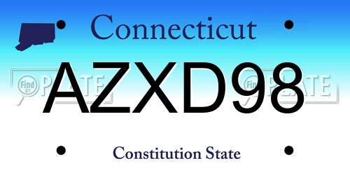 AZXD98 Connecticut License Plate