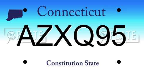 AZXQ95 Connecticut License Plate