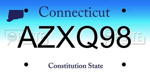 AZXQ98 Connecticut License Plate
