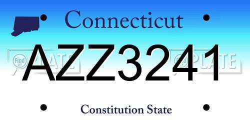 AZZ3241 Connecticut License Plate