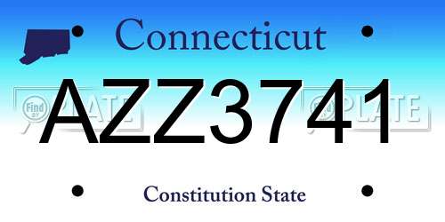 AZZ3741 Connecticut License Plate