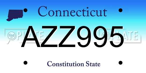 AZZ995 Connecticut License Plate