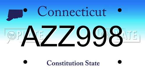 AZZ998 Connecticut License Plate