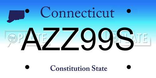 AZZ99S Connecticut License Plate