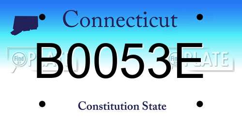 B0053E Connecticut License Plate