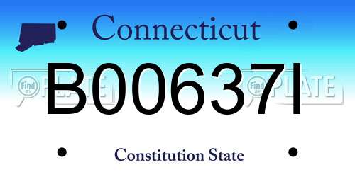 B00637I Connecticut License Plate