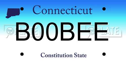 B00BEE Connecticut License Plate