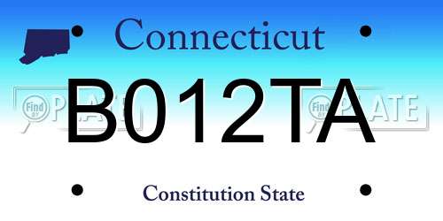 B012TA Connecticut License Plate