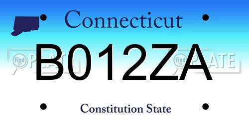 B012ZA Connecticut License Plate