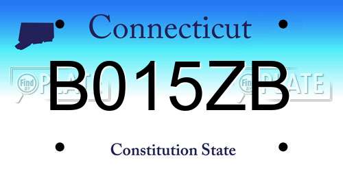B015ZB Connecticut License Plate