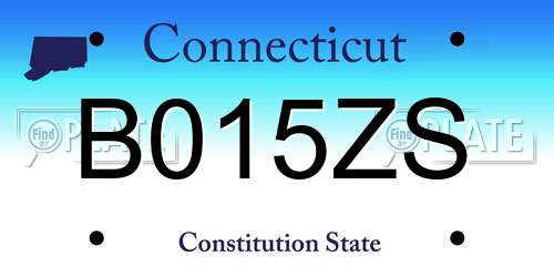 B015ZS Connecticut License Plate