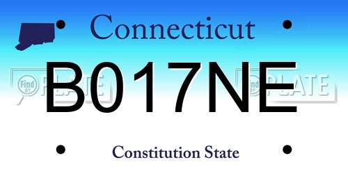 B017NE Connecticut License Plate