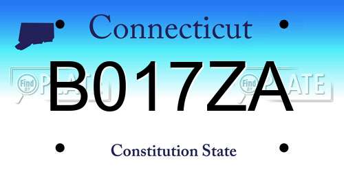 B017ZA Connecticut License Plate