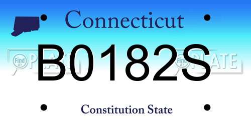 B0182S Connecticut License Plate