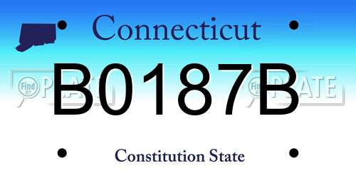 B0187B Connecticut License Plate