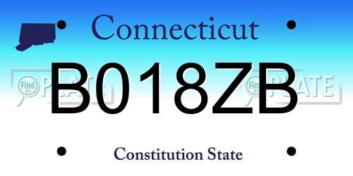 B018ZB Connecticut License Plate