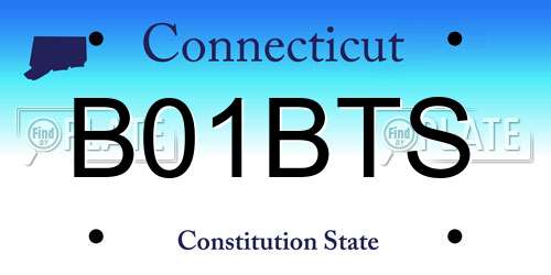 B01BTS Connecticut License Plate
