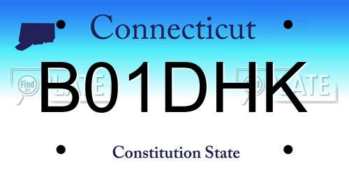 B01DHK Connecticut License Plate