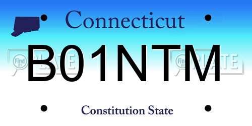 B01NTM Connecticut License Plate