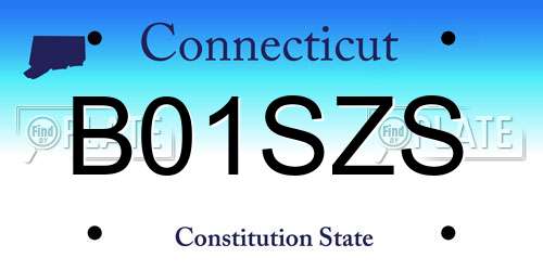 B01SZS Connecticut License Plate