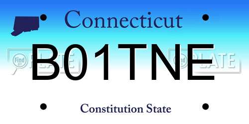 B01TNE Connecticut License Plate