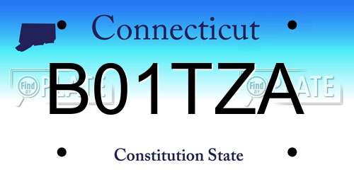 B01TZA Connecticut License Plate