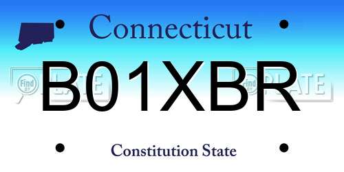 B01XBR Connecticut License Plate