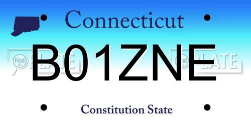 B01ZNE Connecticut License Plate