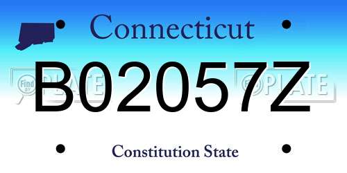 B02057Z Connecticut License Plate