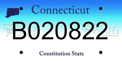 B020822 Connecticut License Plate