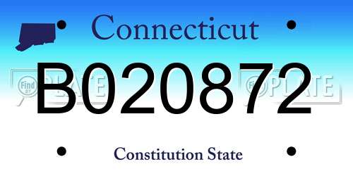 B020872 Connecticut License Plate