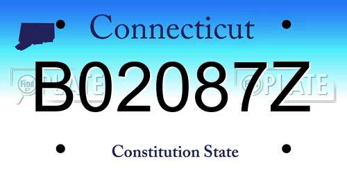 B02087Z Connecticut License Plate