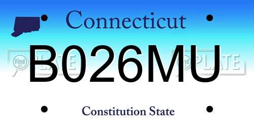B026MU Connecticut License Plate