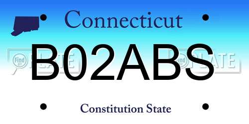 B02ABS Connecticut License Plate