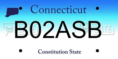 B02ASB Connecticut License Plate