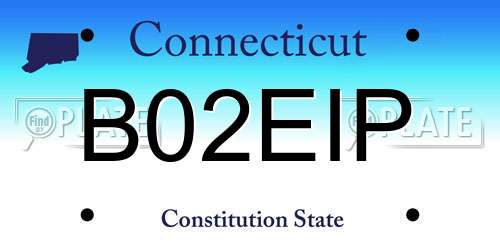 B02EIP Connecticut License Plate