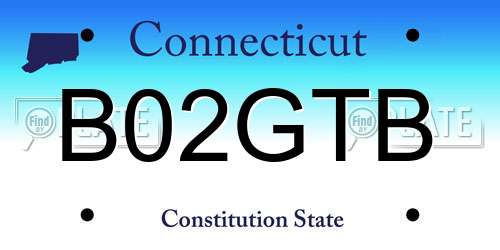B02GTB Connecticut License Plate
