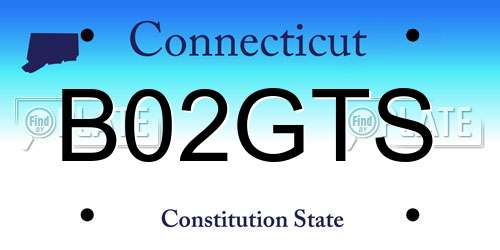 B02GTS Connecticut License Plate