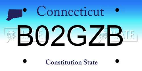 B02GZB Connecticut License Plate