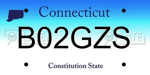 B02GZS Connecticut License Plate