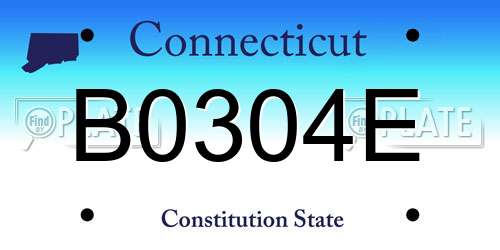 B0304E Connecticut License Plate