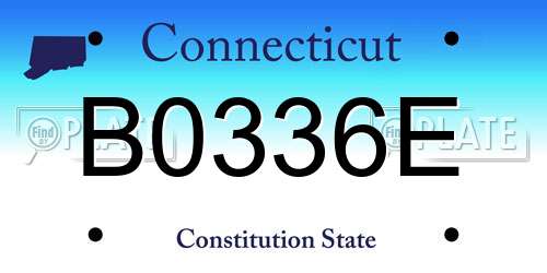 B0336E Connecticut License Plate