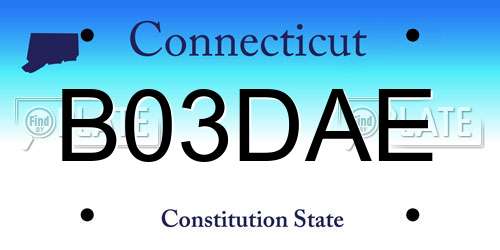 B03DAE Connecticut License Plate