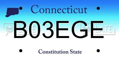 B03EGE Connecticut License Plate
