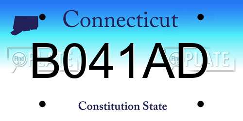 B041AD Connecticut License Plate