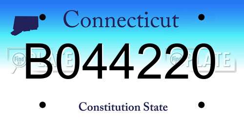 B044220 Connecticut License Plate